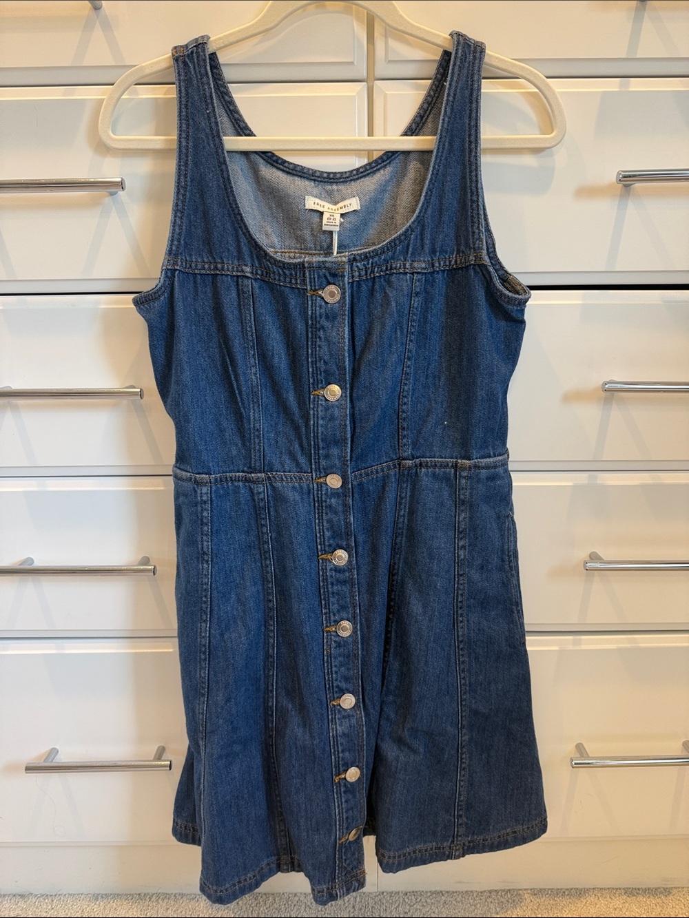 Button-Front Denim Dress in Dark Blue Woman’s size - XS